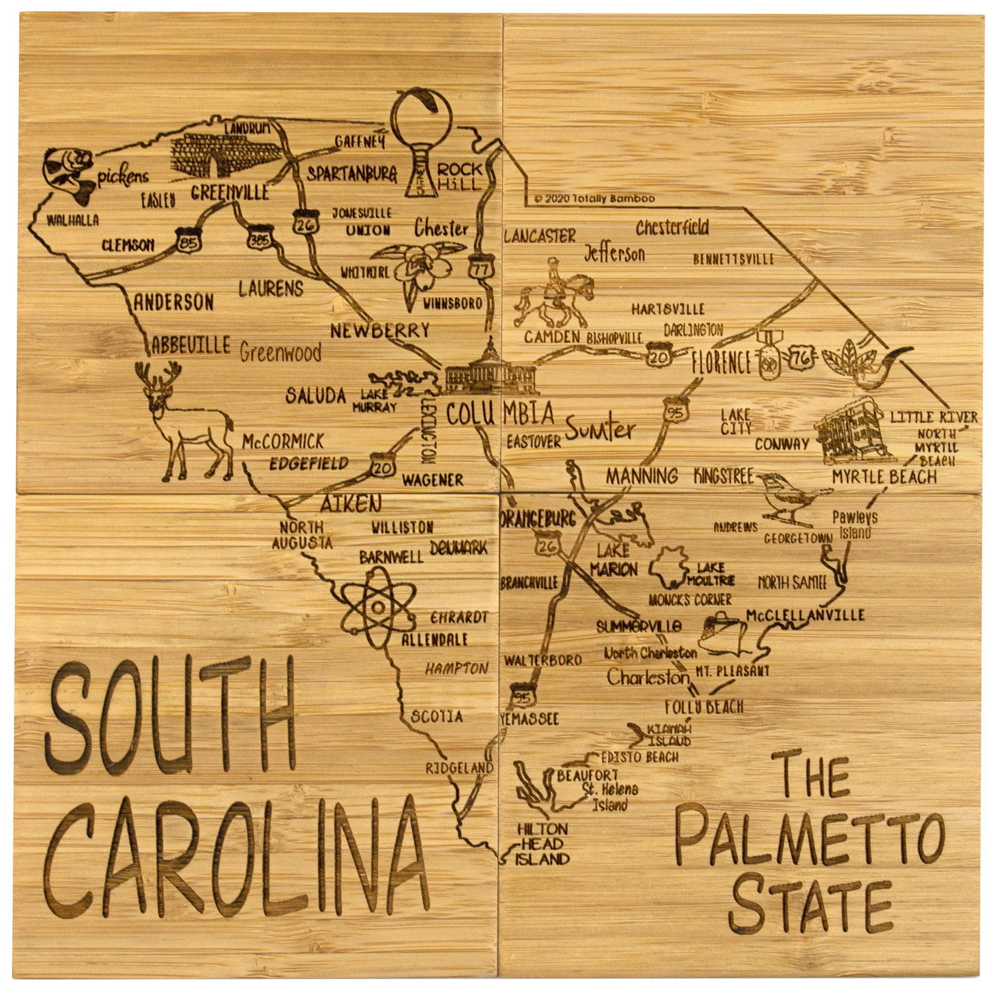 South Carolina Puzzle Coaster Set 2