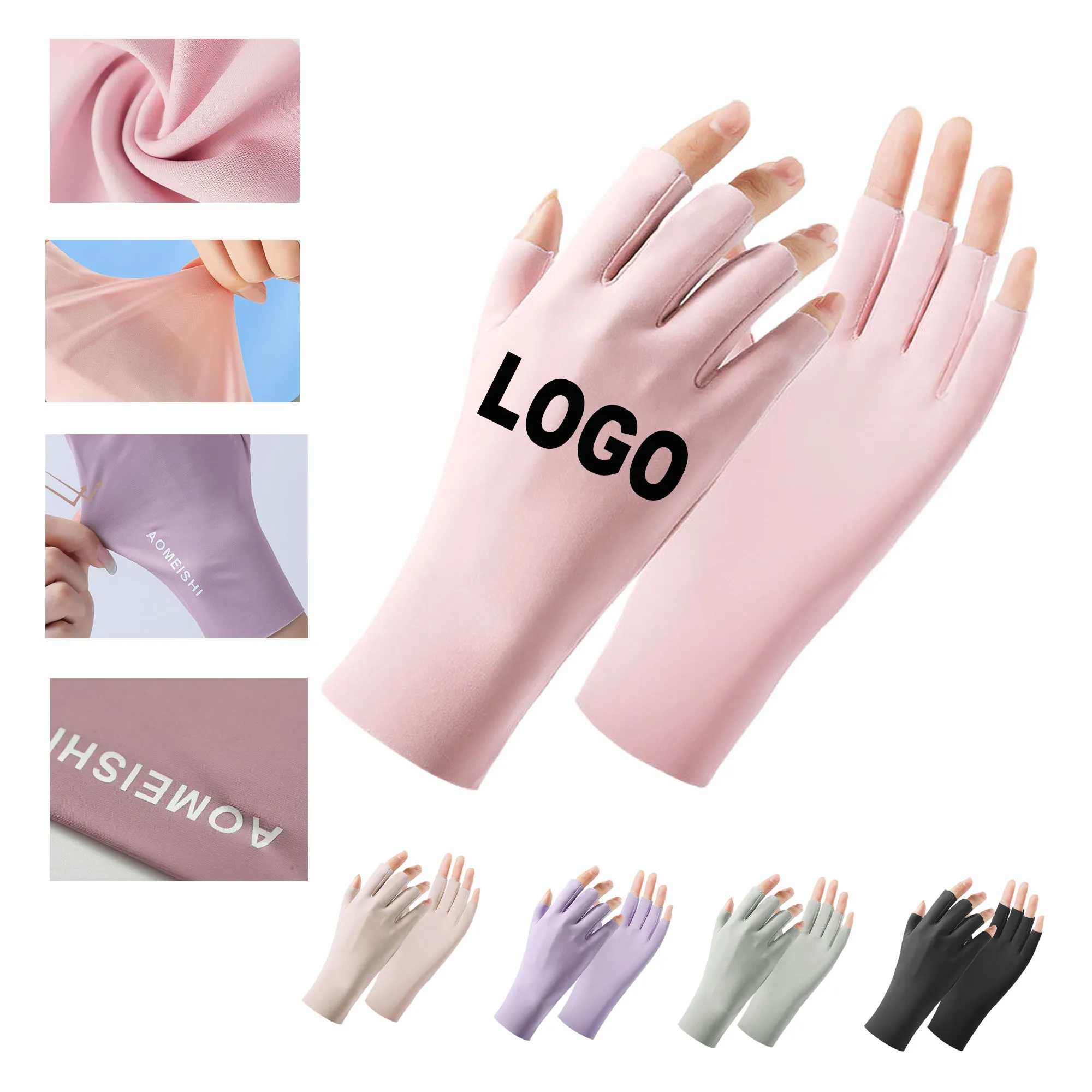 Outdoor UV Manicure Gloves, custom women's shirt with logo imprint 4