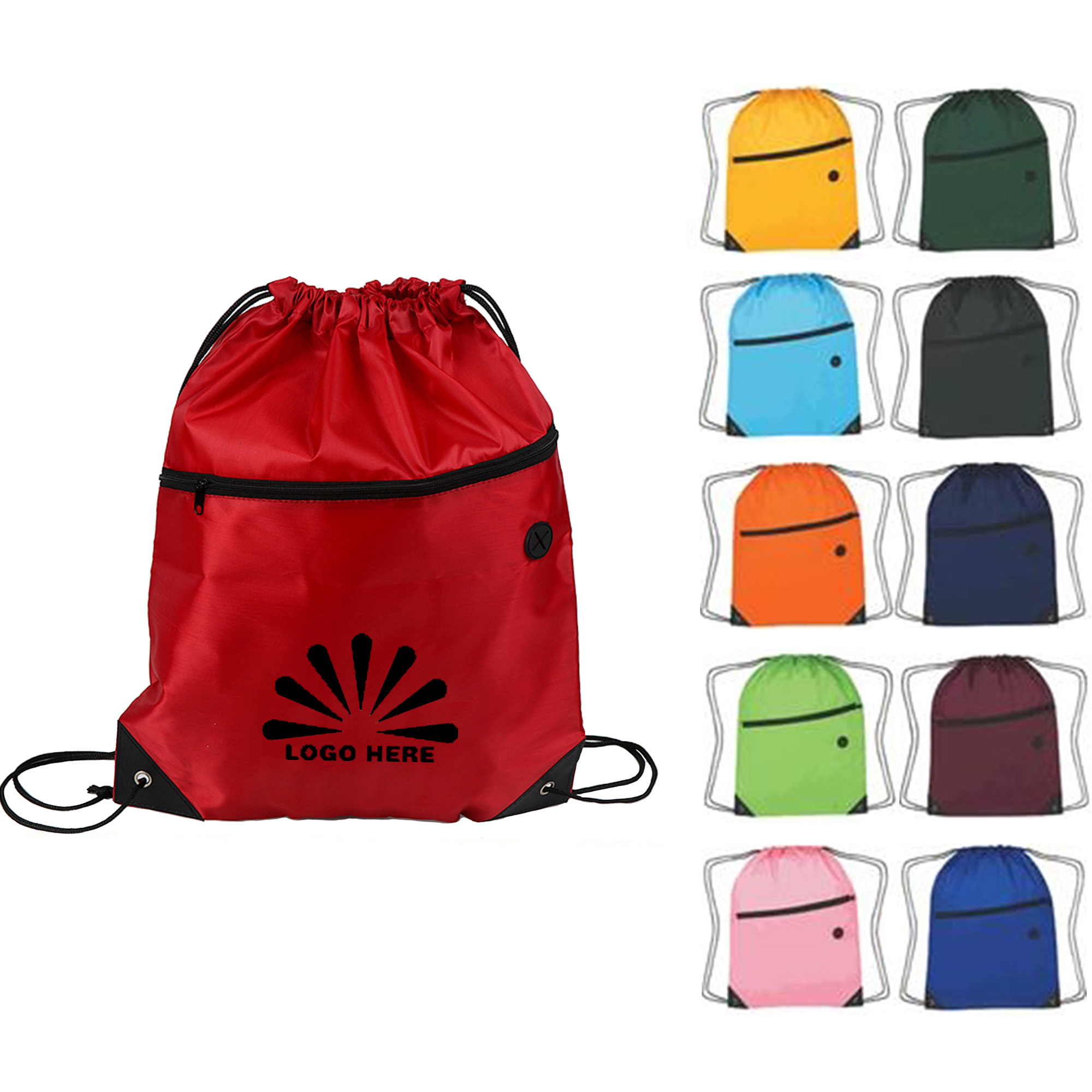 Drawstring backpack With Front Zipper 1