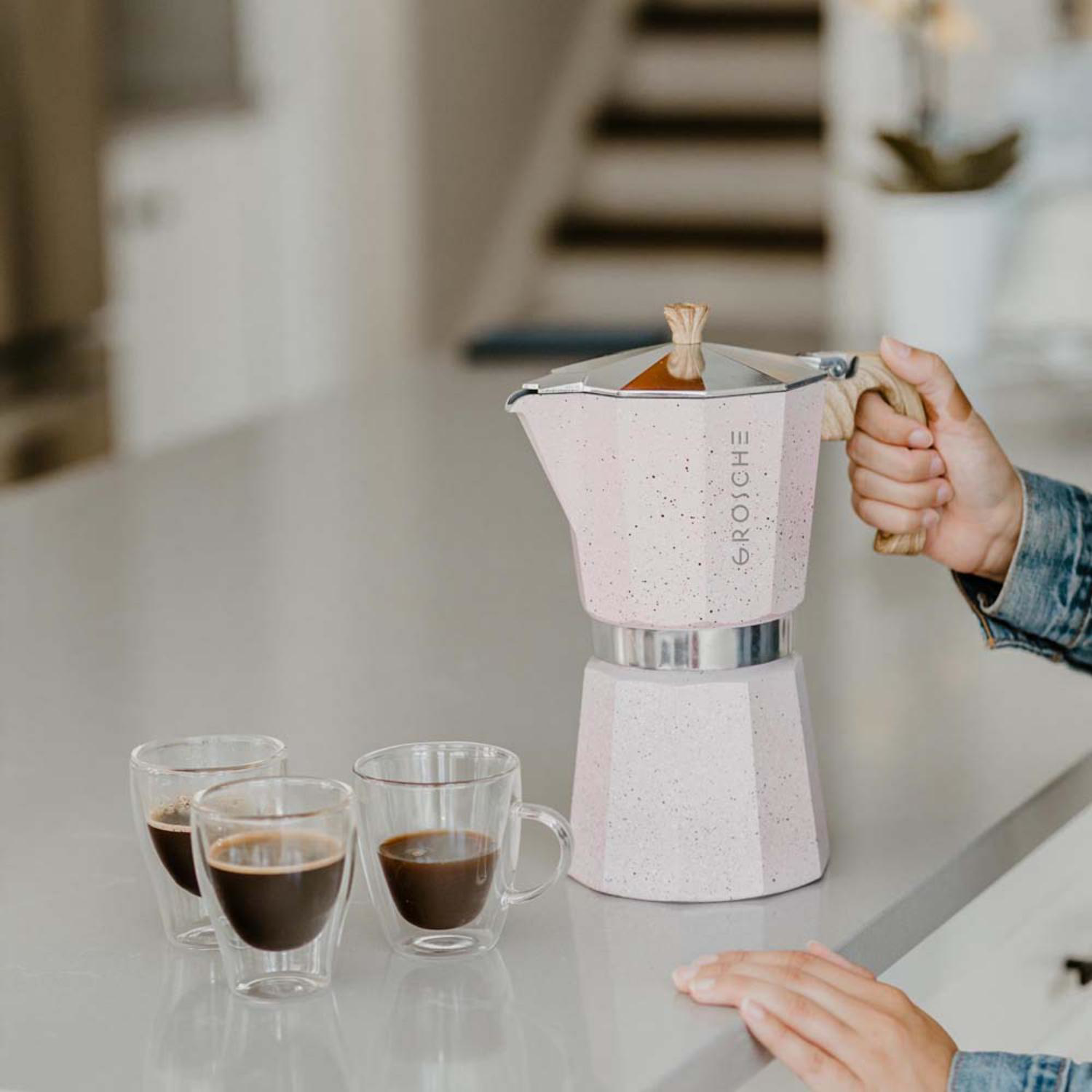 GROSCHE® MILANO Stone 6 Cup Stovetop Moka Pot Espresso Coffee Maker 4