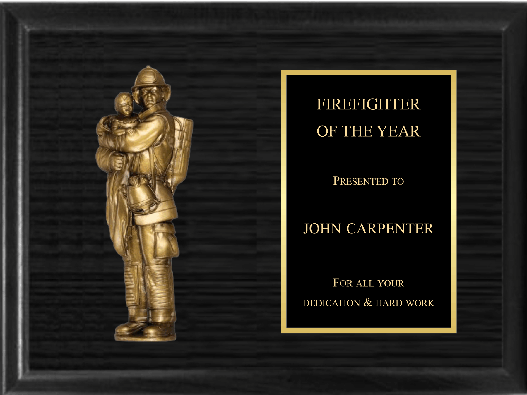 7" Fireman With Child On Plaque 2