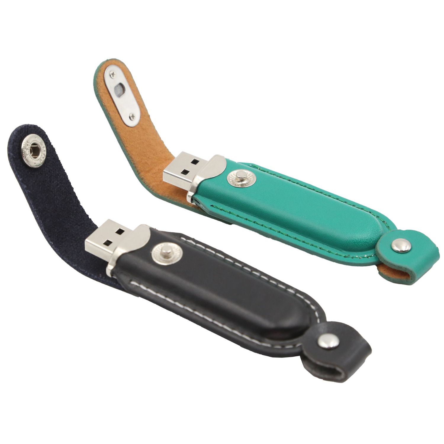 Leather USB Drive with Snap Fastener and Keyloop 3