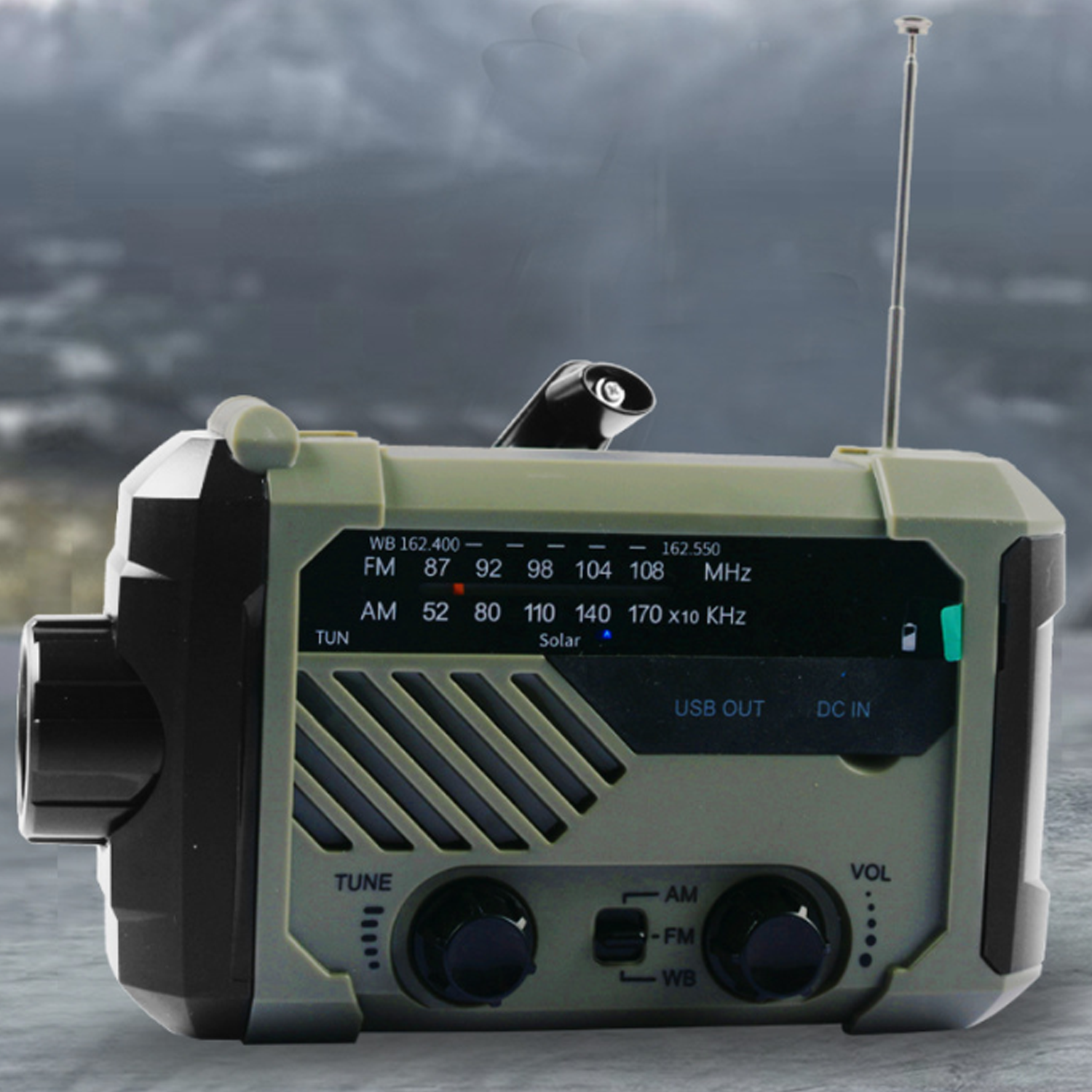 2000mAh Hand Crank USB Solar Emergency Radio w/ Flashlight 3