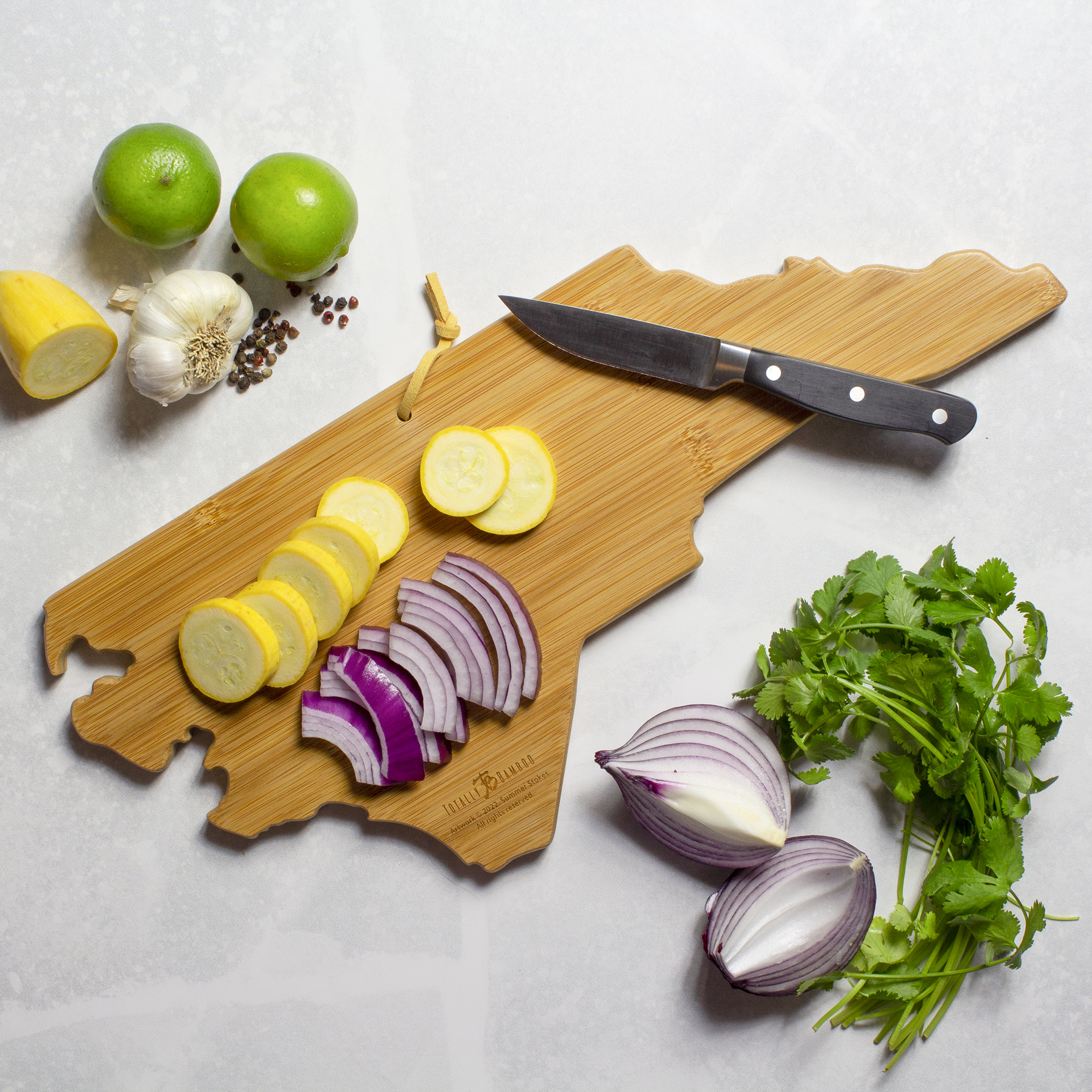 North Carolina State Shaped Serving and Cutting Board with Artwork by Summer Stokes 8