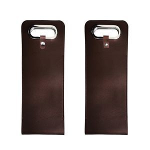PU Leather Wine Bag With Buckle And Metal Handle 2