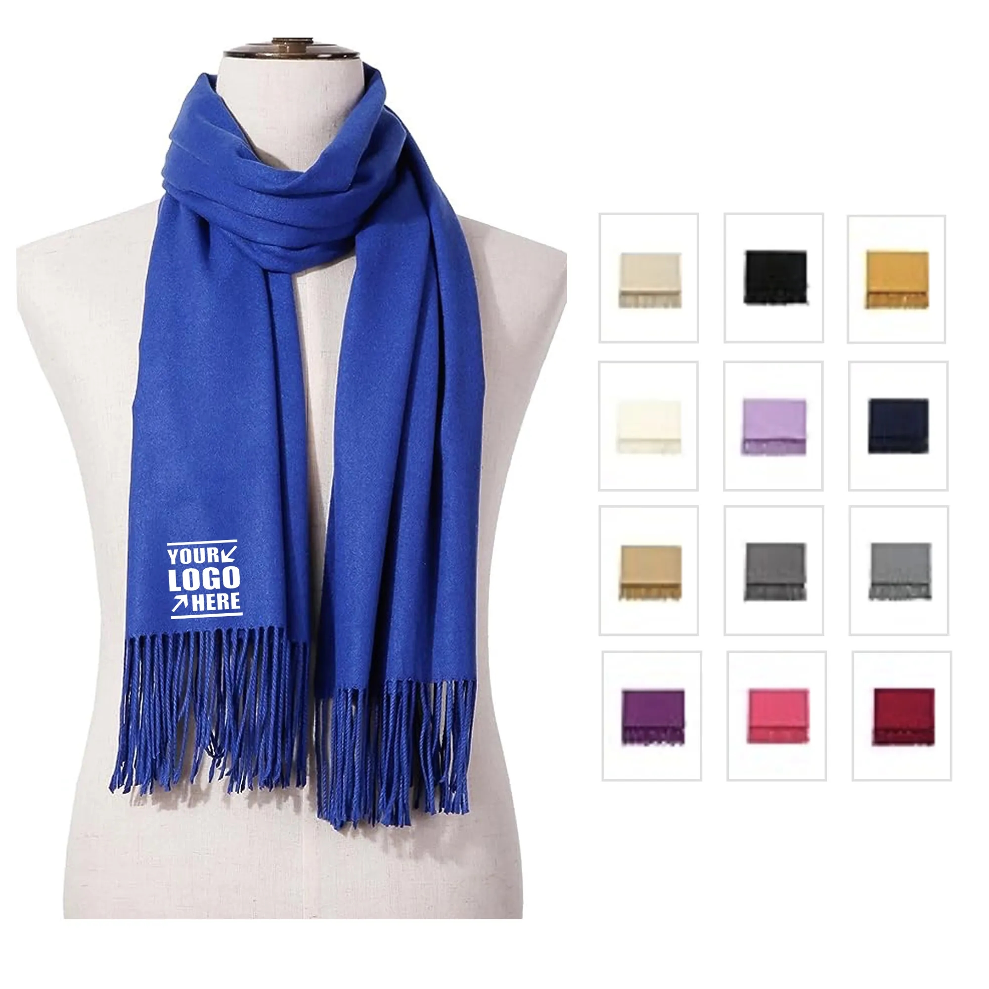 Cashmere Pashmina Woven Scarf With Fringes 2