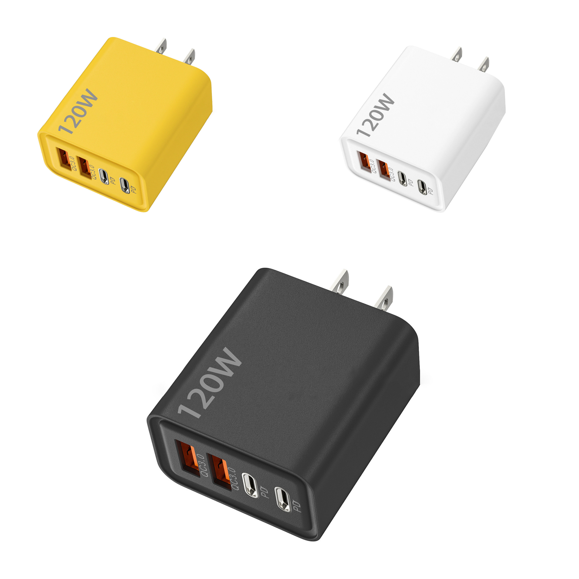 Fast Charging 120W 4-Port Block Dual USB-C And USB-A dapter 2