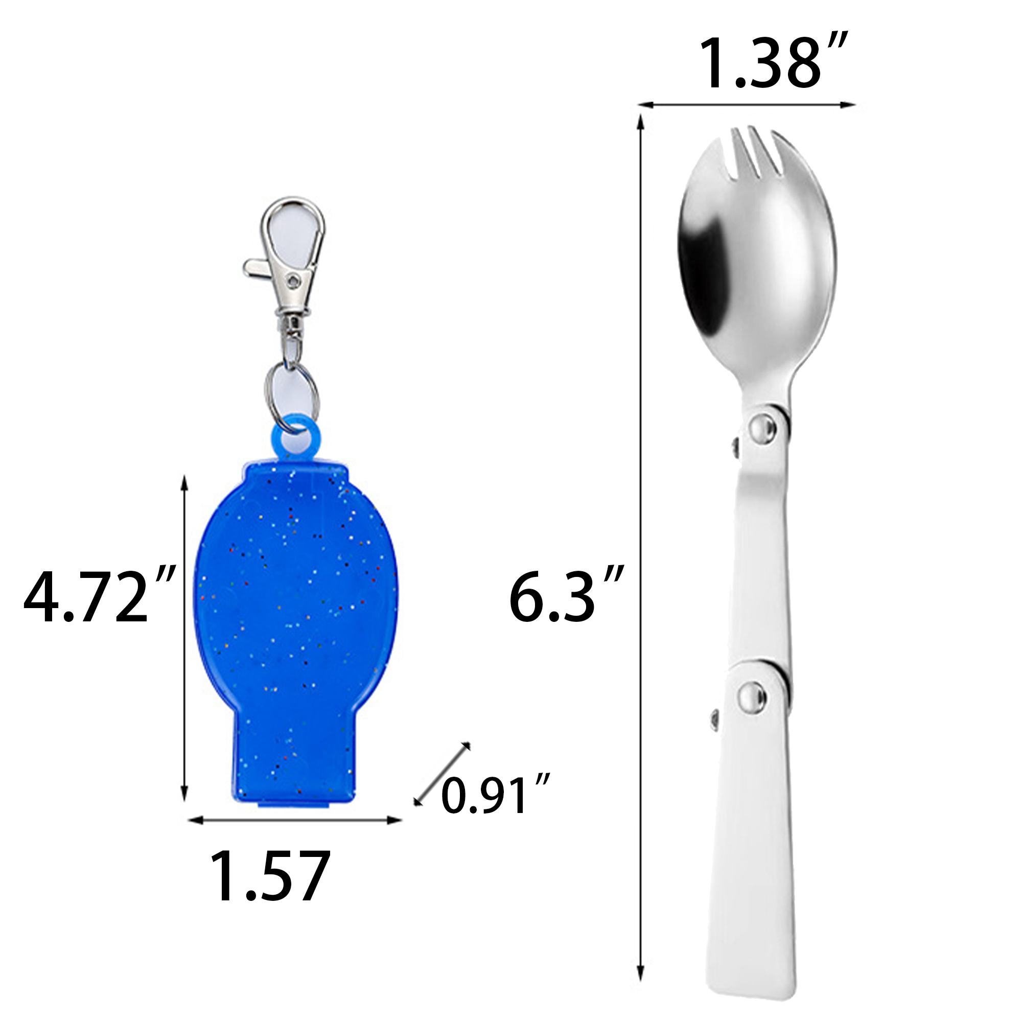 6.3" SUS Keychain Steel Foldable Salad Spoon Cake W/ Box 1