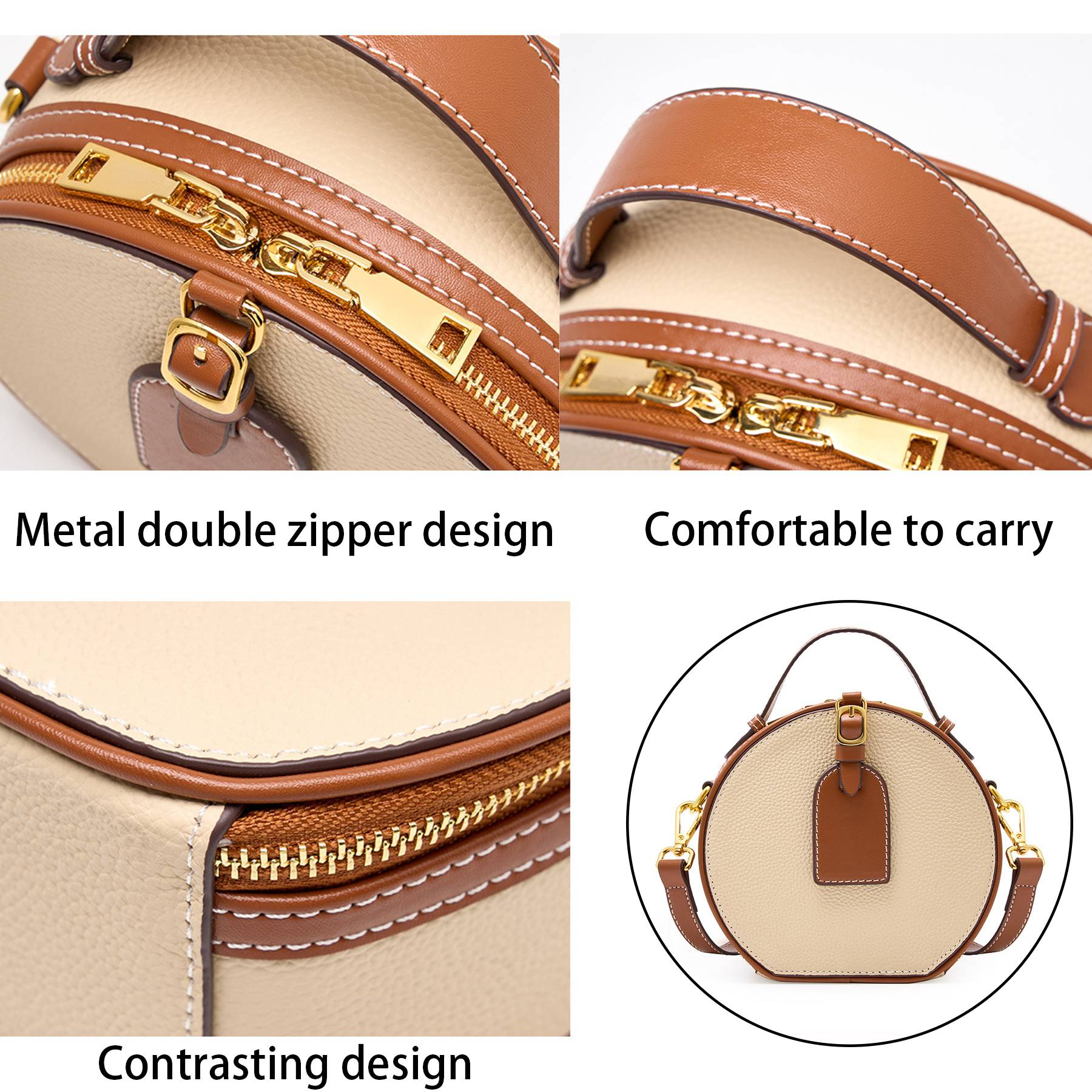 Genuine Leather Round hand-held women's Crossbody bag 6