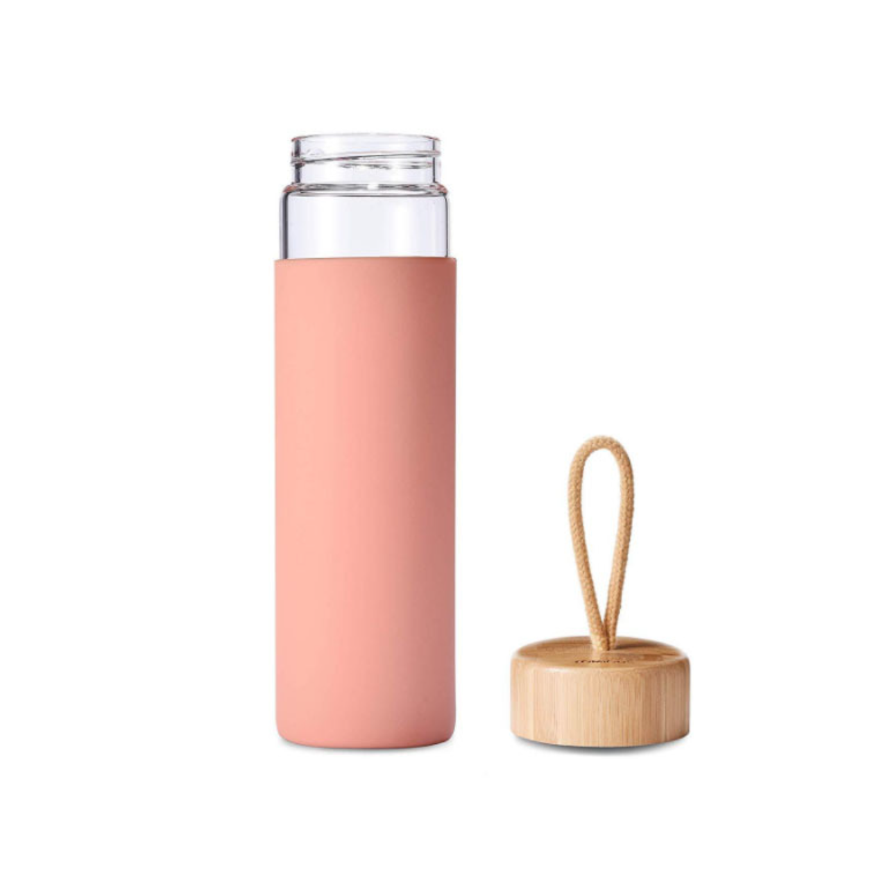 16oz. Glass Water Bottle with Bamboo Lid and Silicone Sleeve 1