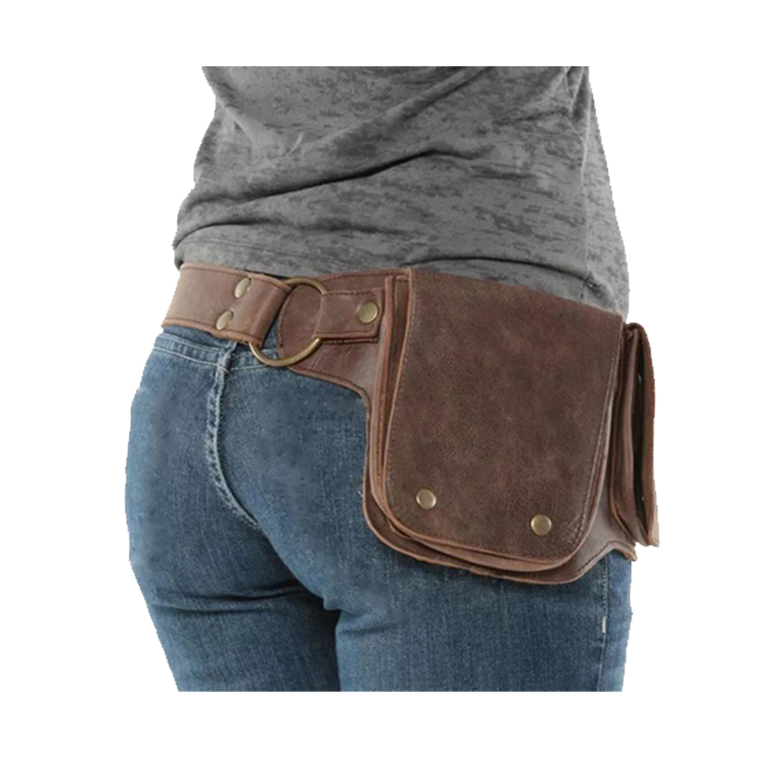 Faux leather punk style vintage waist bag 4