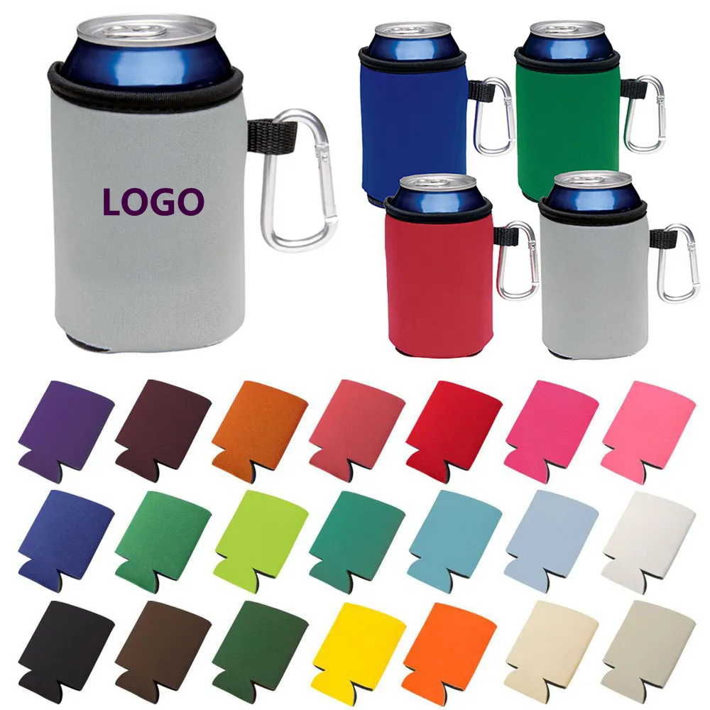 Can Cooler with  Carabiner, custom koozie with logo imprint 2