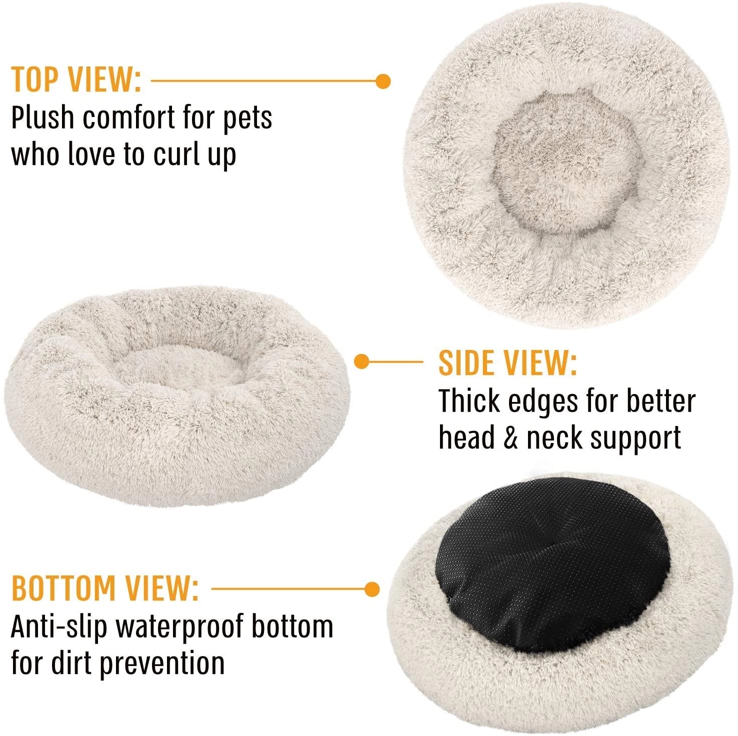 Pet Beds for Cats Dog Memory Foam Donut Cuddler 9