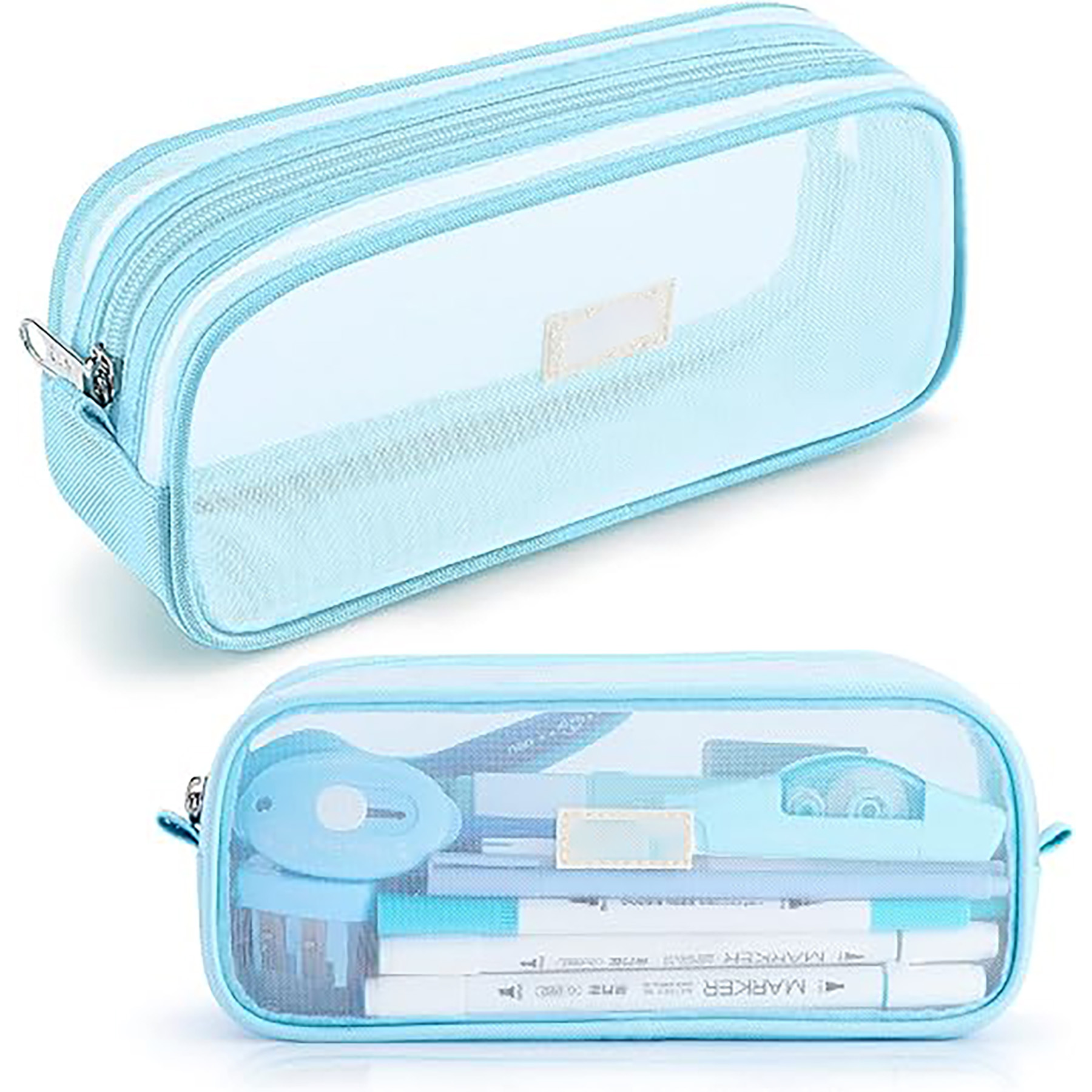 Zipper Grid Mesh Stationery Bag 6