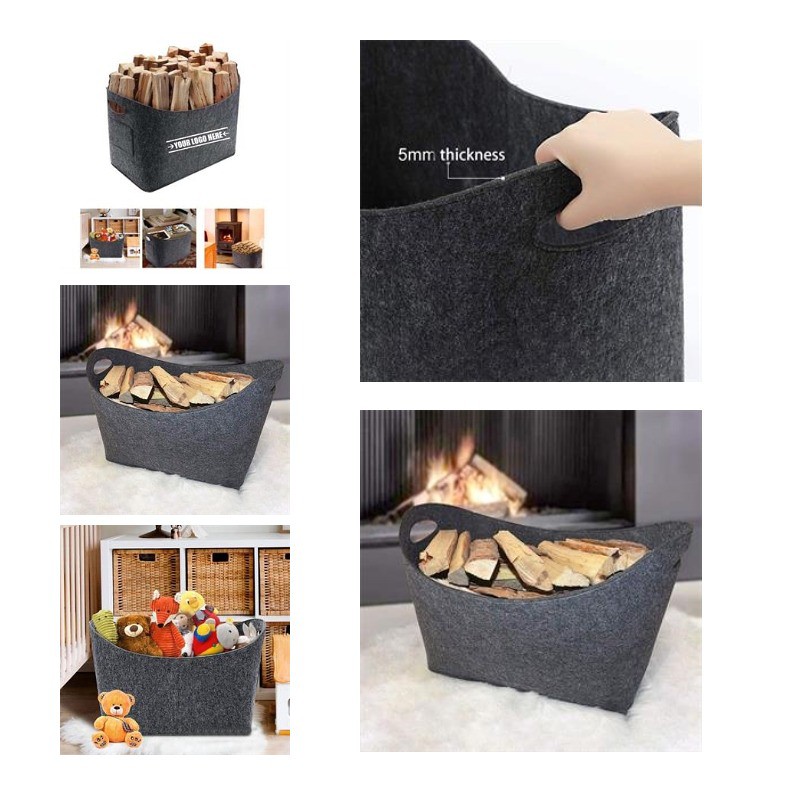 Felt Firewood Basket Storage Box
