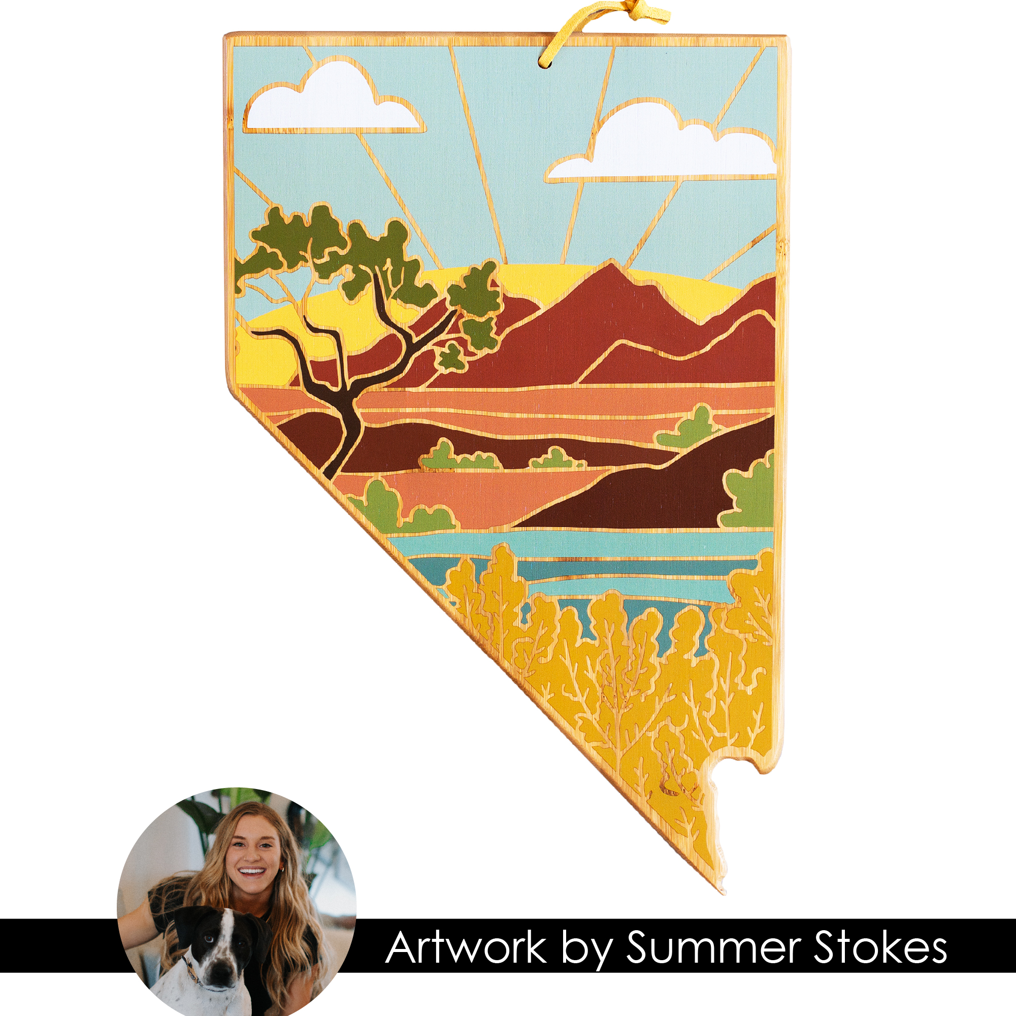 Nevada State Shaped Cutting and Serving Board with Artwork by Summer Stokes 8