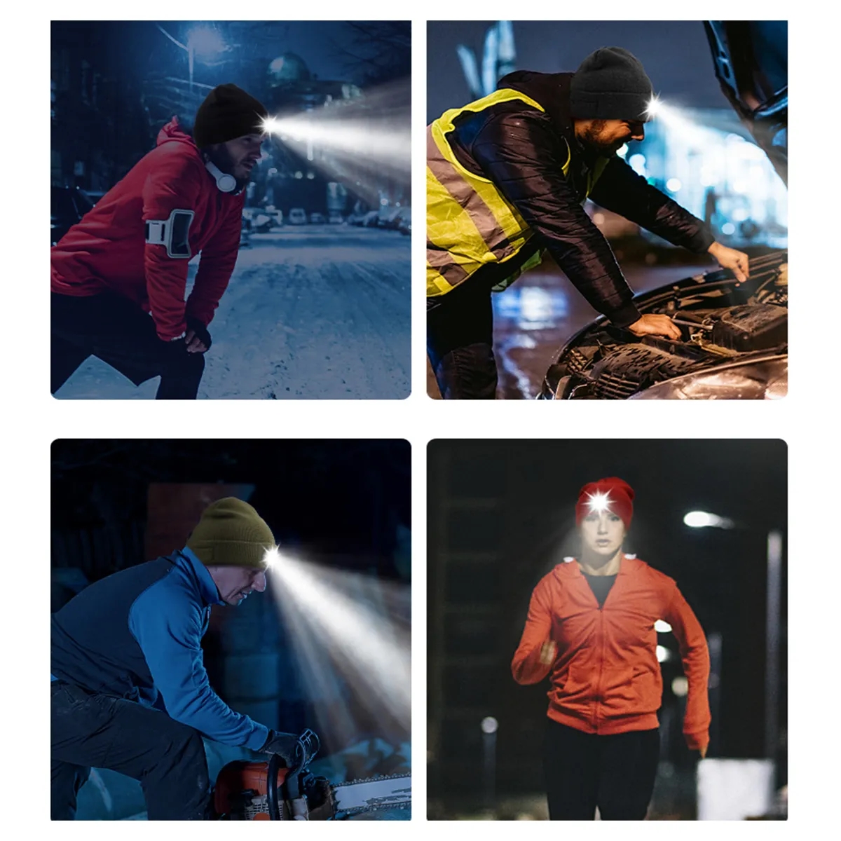 LED Beanie Hat Warm Outdoor Bluetooth Adjustable Cap Unisex 2
