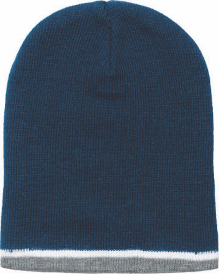 Tri Color Beanie Hat w/White Trim 4