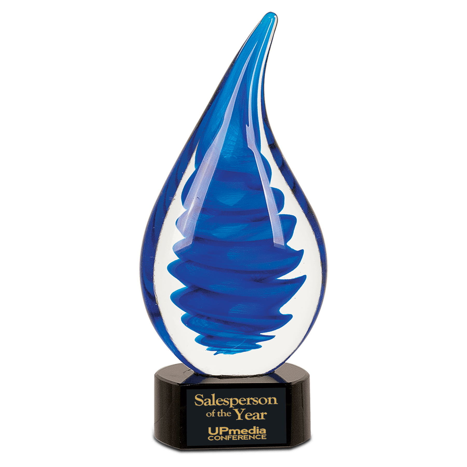 10.25 Inch Blue Twist Rain Drop Art Glass 1
