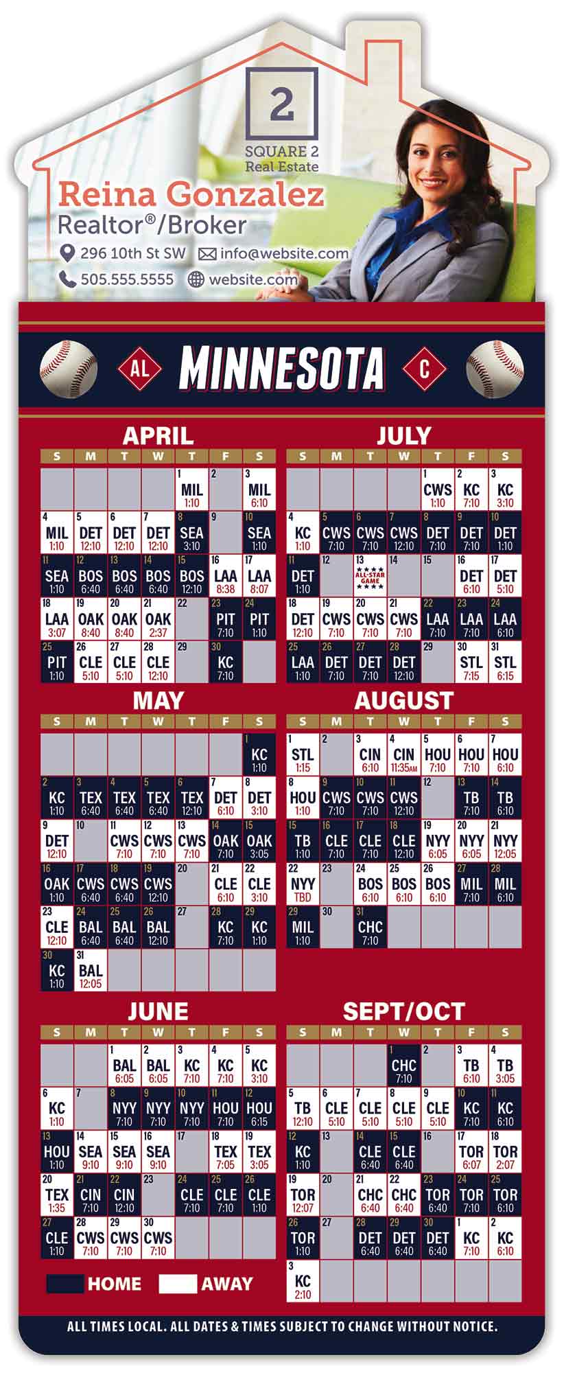 Magna-Card House Shape Magnet - Baseball Schedules (3.5 x 9) 1
