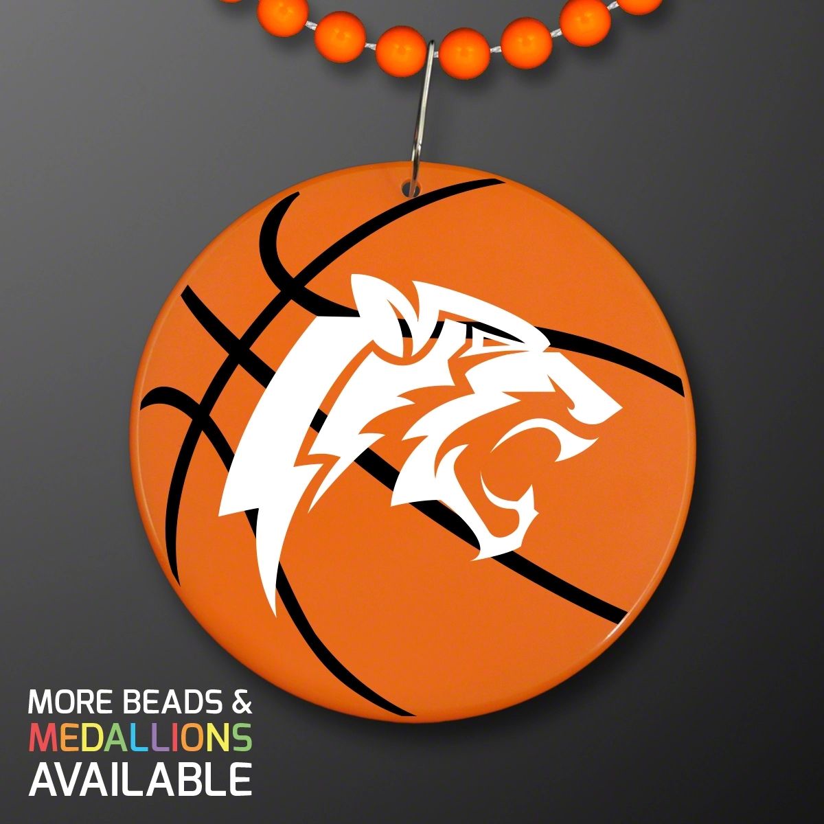 Basketball Medallion on Beads Necklace (NON-Light Up) 20