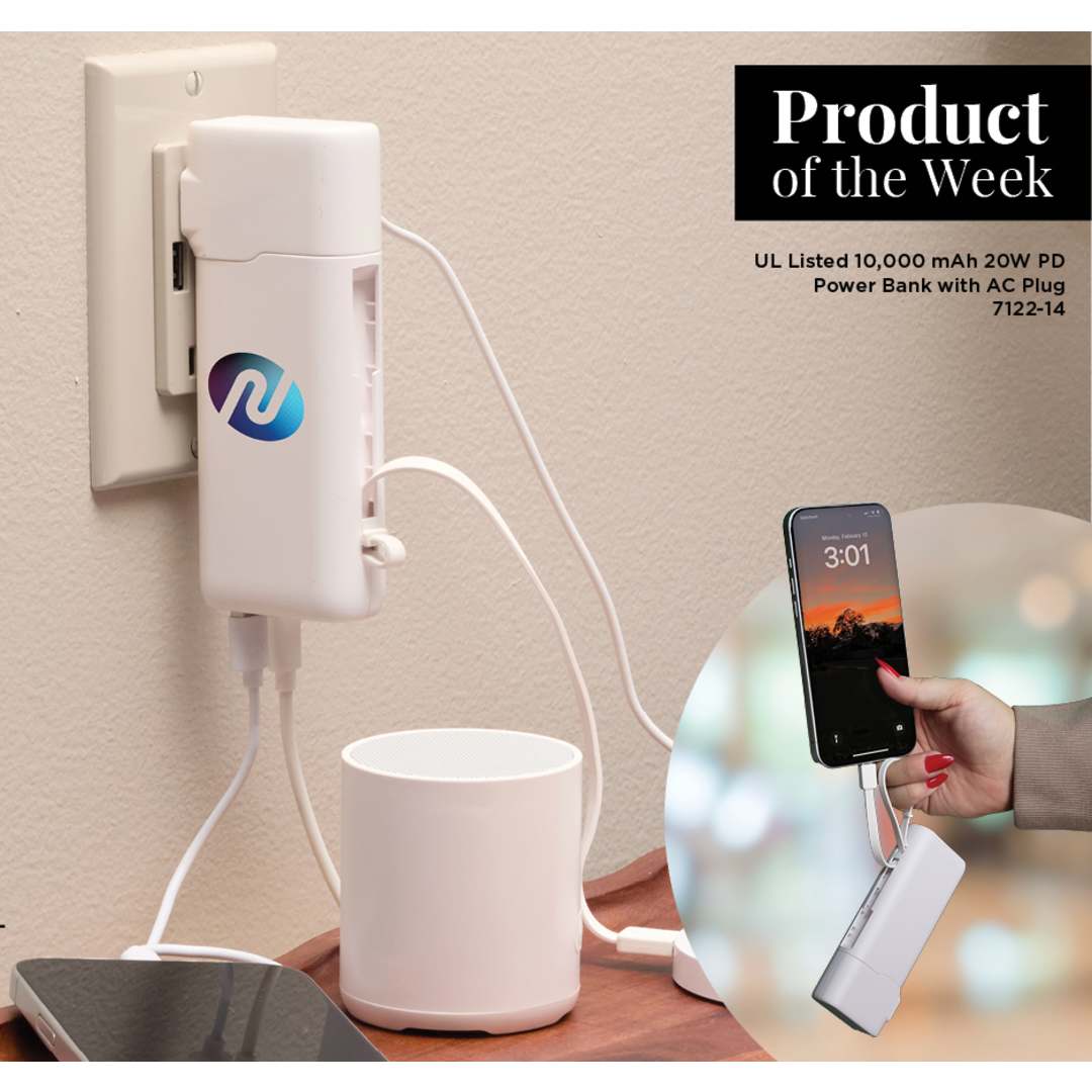 UL Listed 10,000 mAh 20W PD Power Bank with AC Plu 23