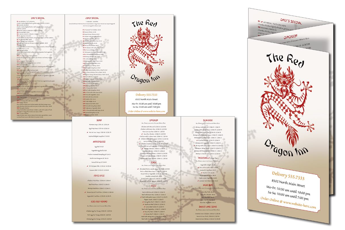 Tri-Fold Menu Card - 11x17.5 Flat (11x6 Folded) - Gloss Cover 1