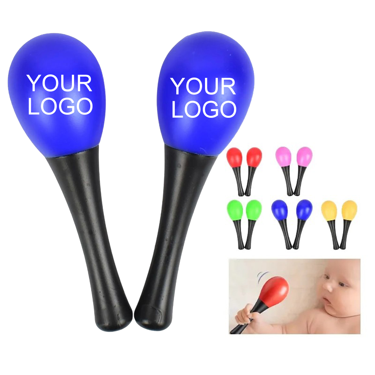 Durable Plastic Maraca 1.5" x 4.93" with Crisp, Mellow Sound 3