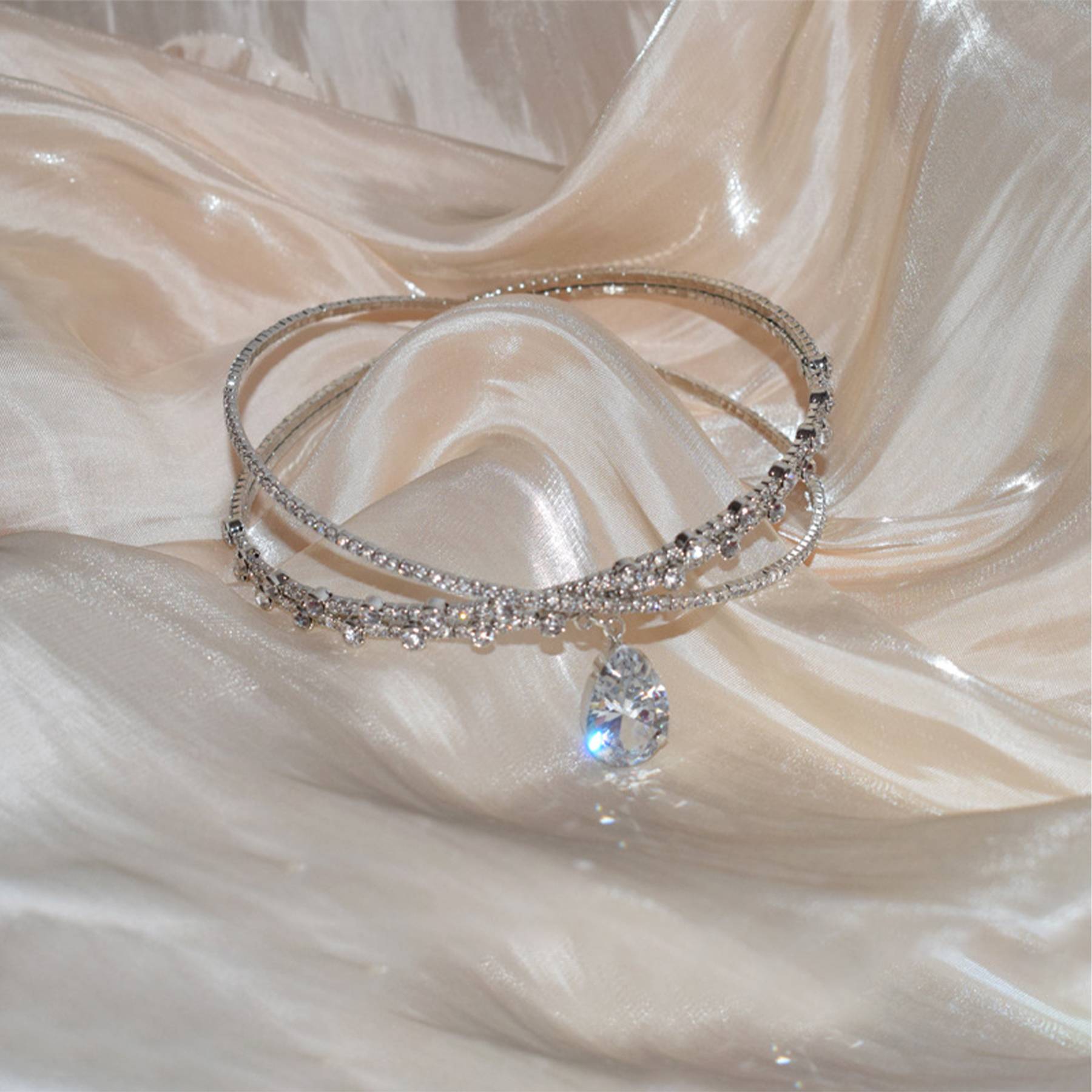 Alloy Flash diamond zircon drop collar 6