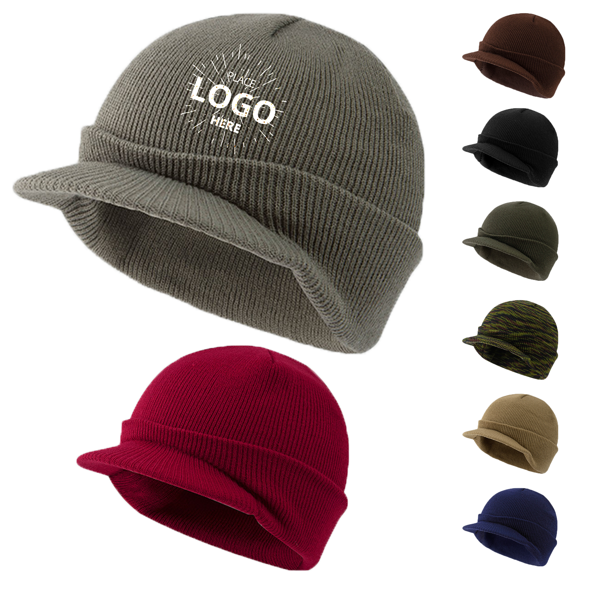 Autumn/Winter Warm Knitted Visor Beanie 2