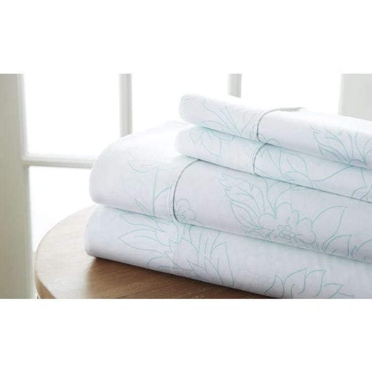 Premium Sheet Sets - Aqua Floral Cali King 4 Piece 2