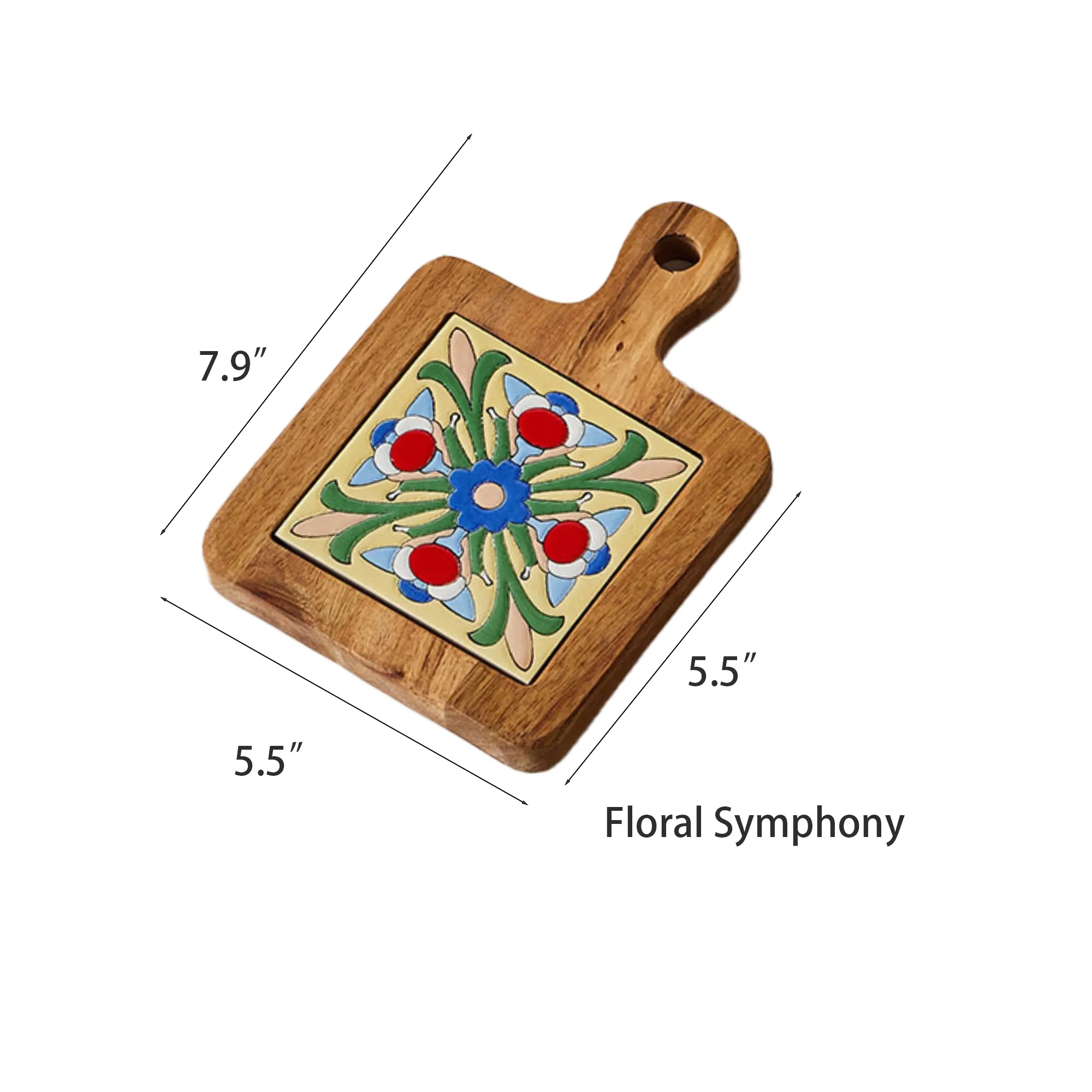 Custom Acacia Wood Trivet with Ceramic Tile Inlay 4
