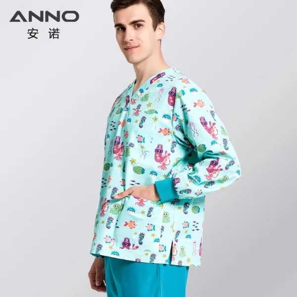 Long Sleeve All-Over Print Scrubs 6