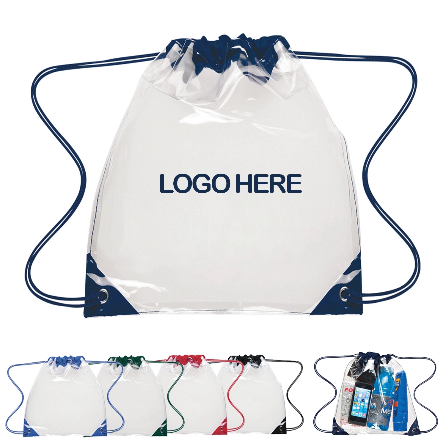 Clear Vinyl Drawstring Backpack Bag 1