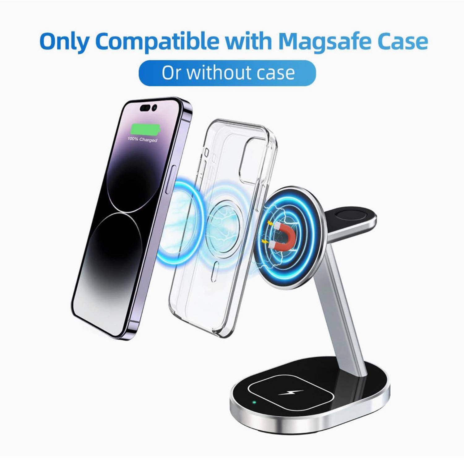 Magnetic All-Aluminum Alloy 15W 3-in-1 Wireless Fast Charger 3