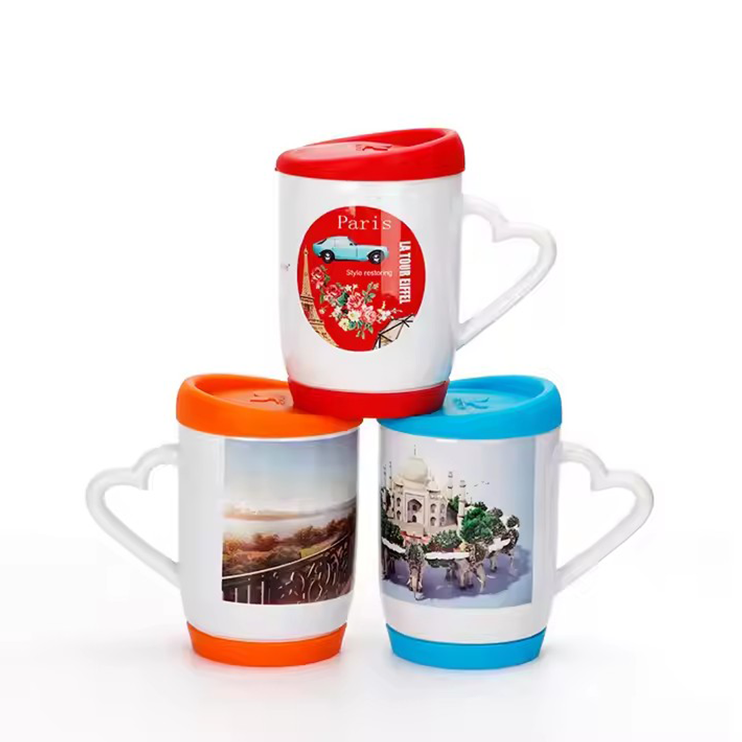 11oz ceramic Blank white mugs w/ silicone cover and bottom 4
