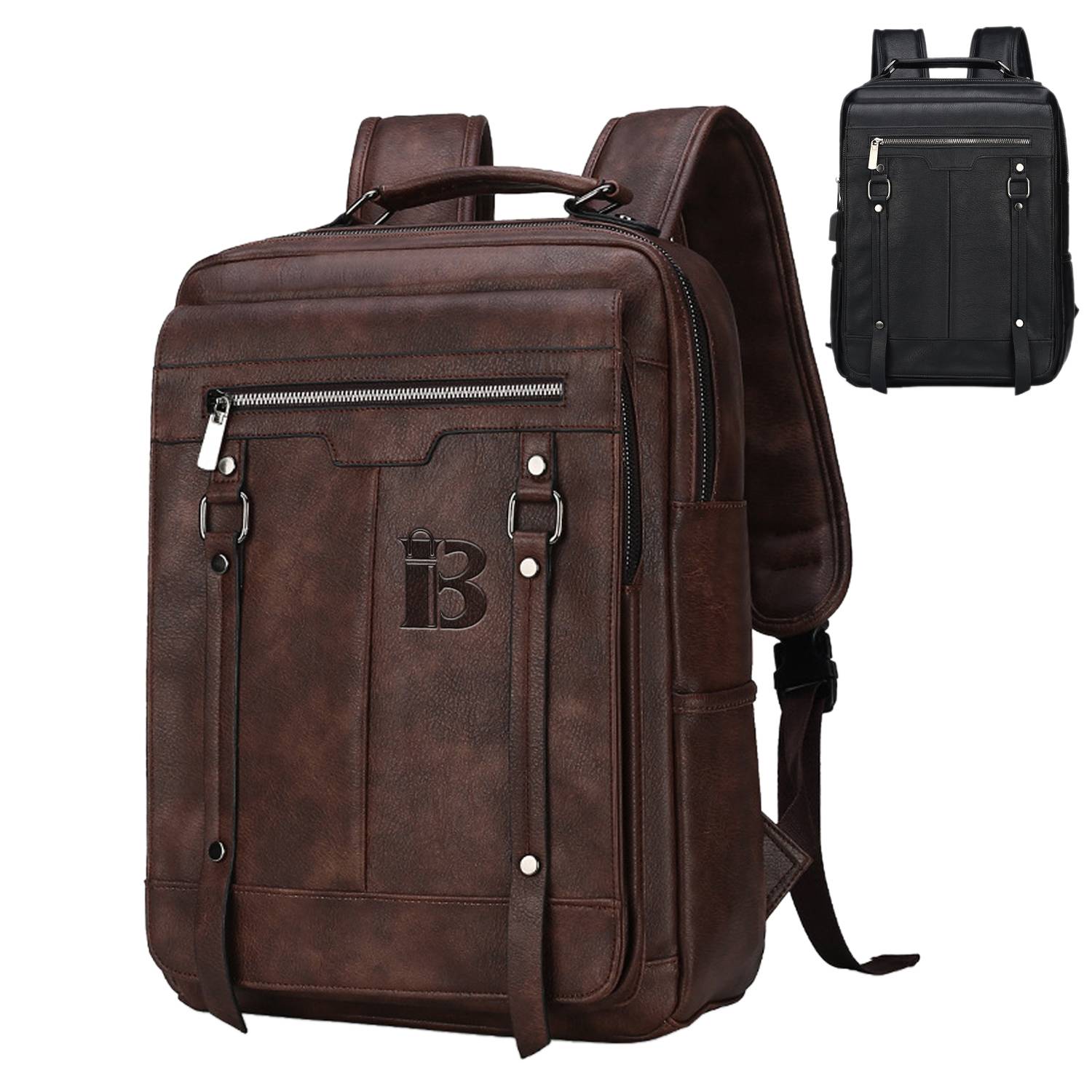 Pu Leather Large Capacity Travel Computer Backpack 1