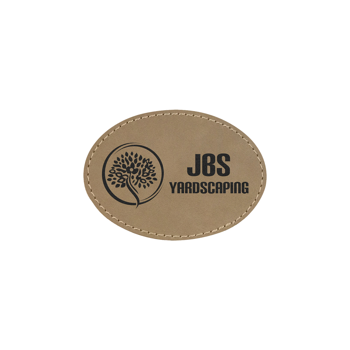3" x 2" Light Brown Leatherette Oval Patch with Adhesive