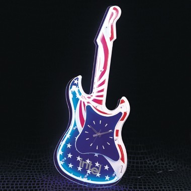 ACRYLIC NEON LIGHT GUITAR WALL CLOCK 1