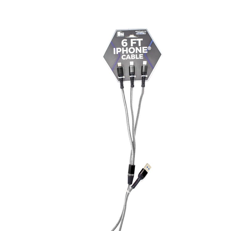 3-in-1 iPhone Chargers - Assorted Colors 6' 2