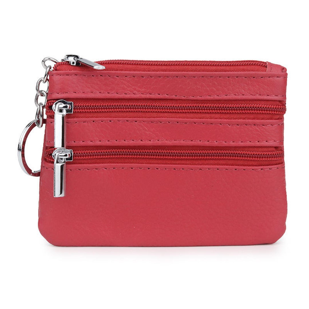 cowhide card money coin purses With Zipper Pocket 2