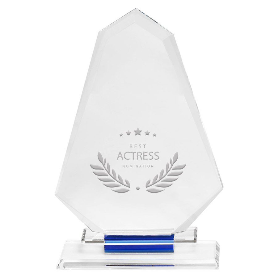 Blue Accent Glass Achievement Trophy