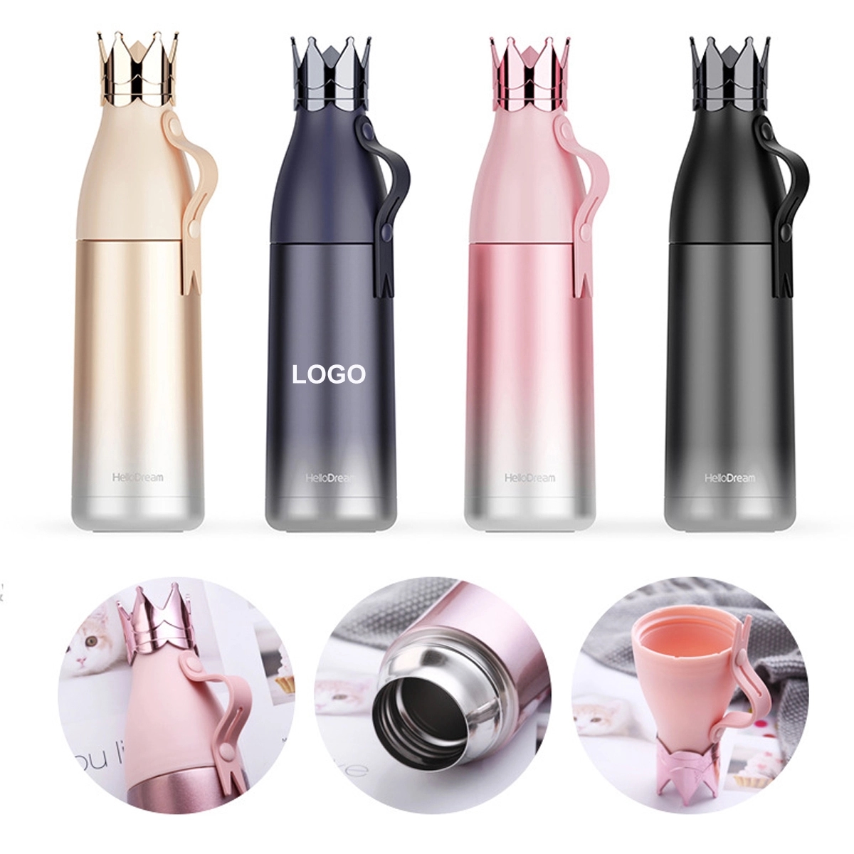 Steel Crown Thermo Vacuum Insulated Bottle With Cup 2