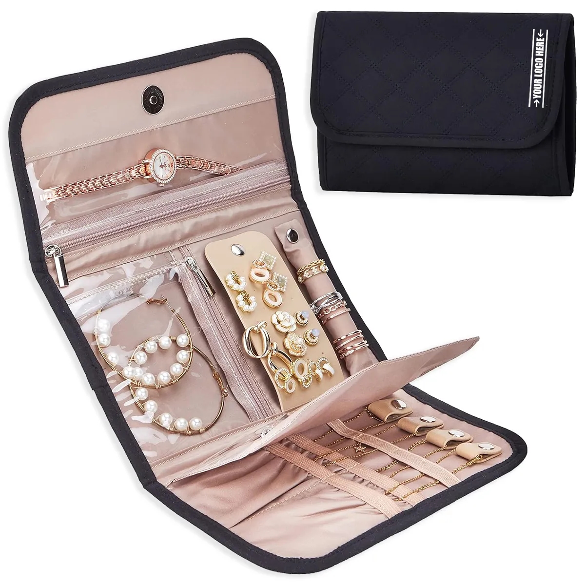 Travel Jewelry Bag Foldable Earring Storage Roll 2