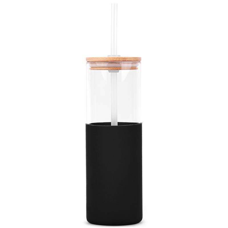 18oz. Bamboo Lid Glass Bottle Silicone Sleeve 9