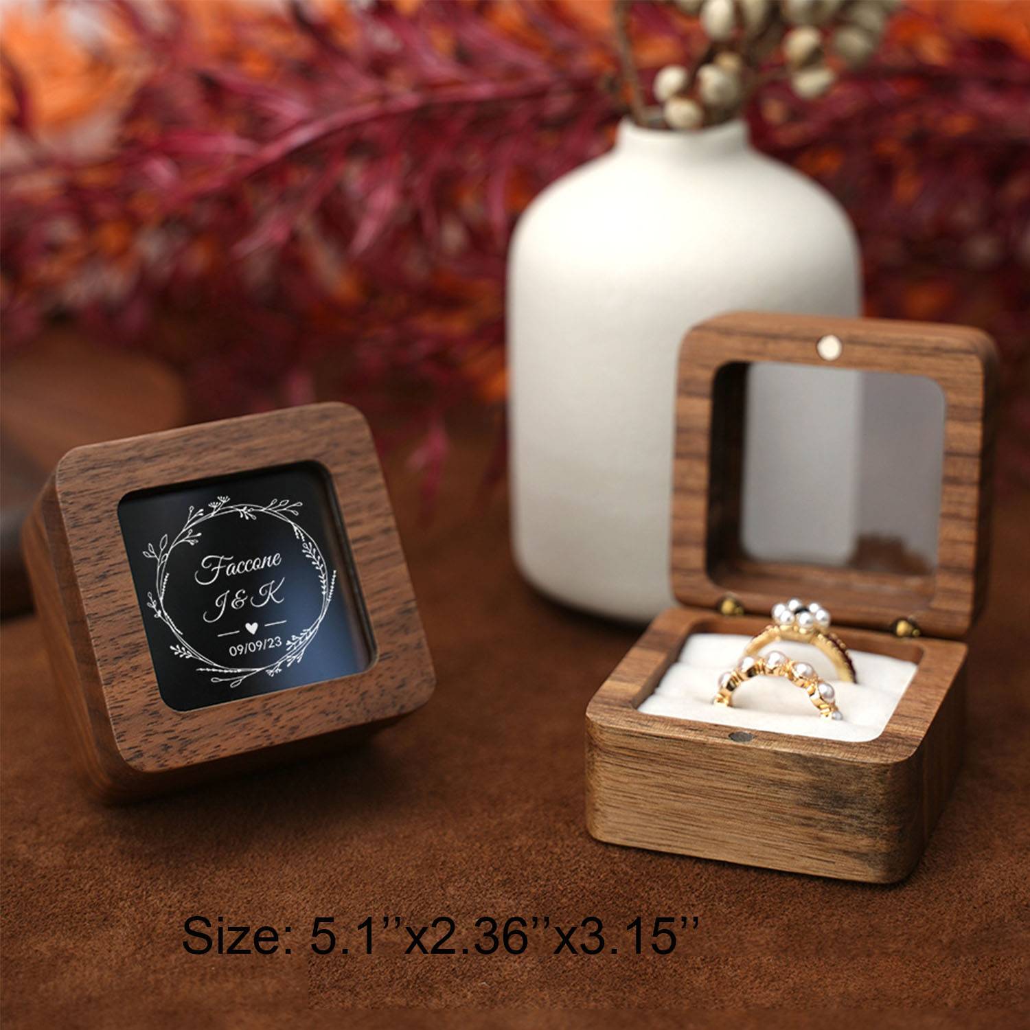 Walnut jewelry ring box 2