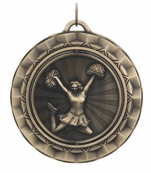 Cheerleader Spinner Medal, 2 5/16" 2