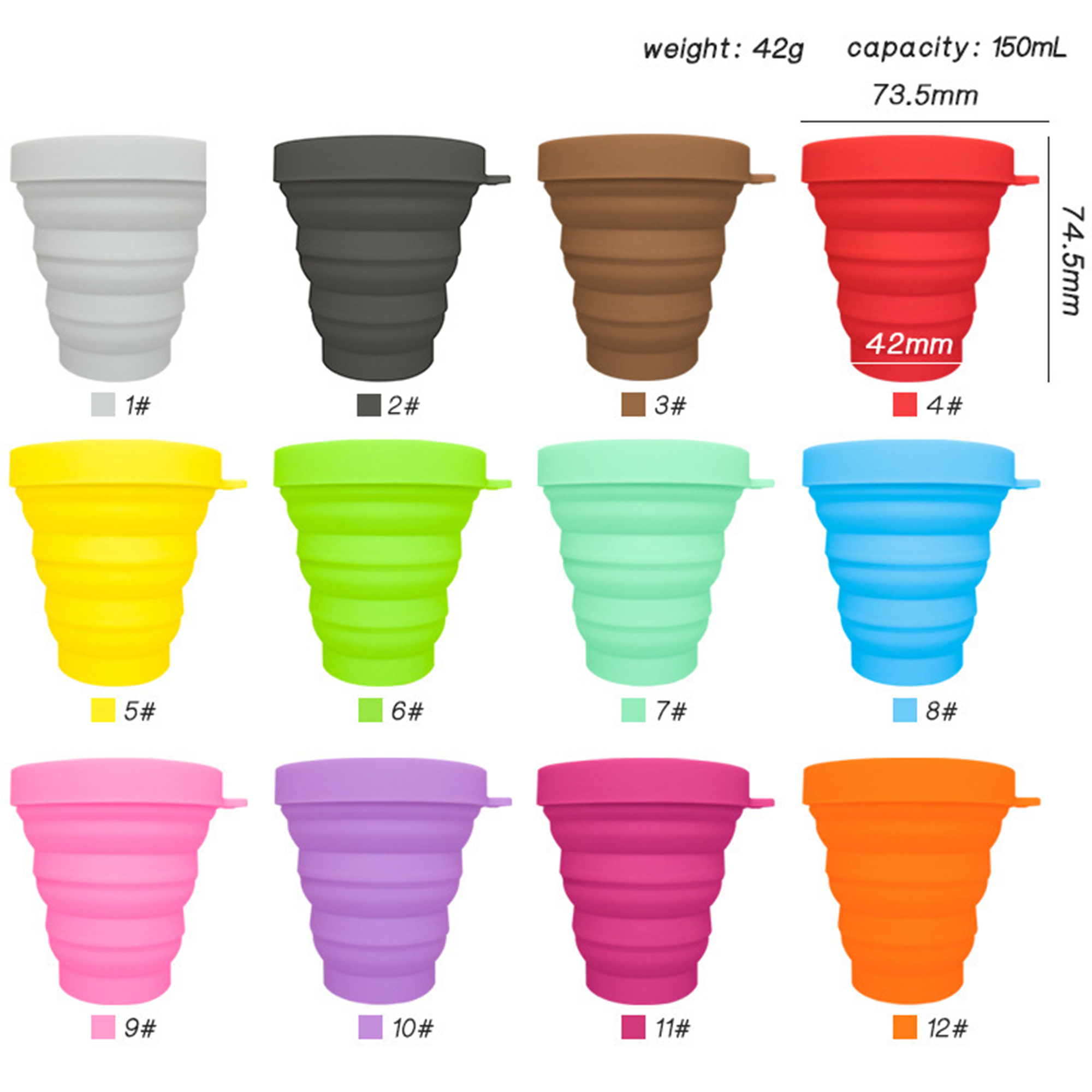 5OZ Custom Collapsible Silicone Water Cup 2