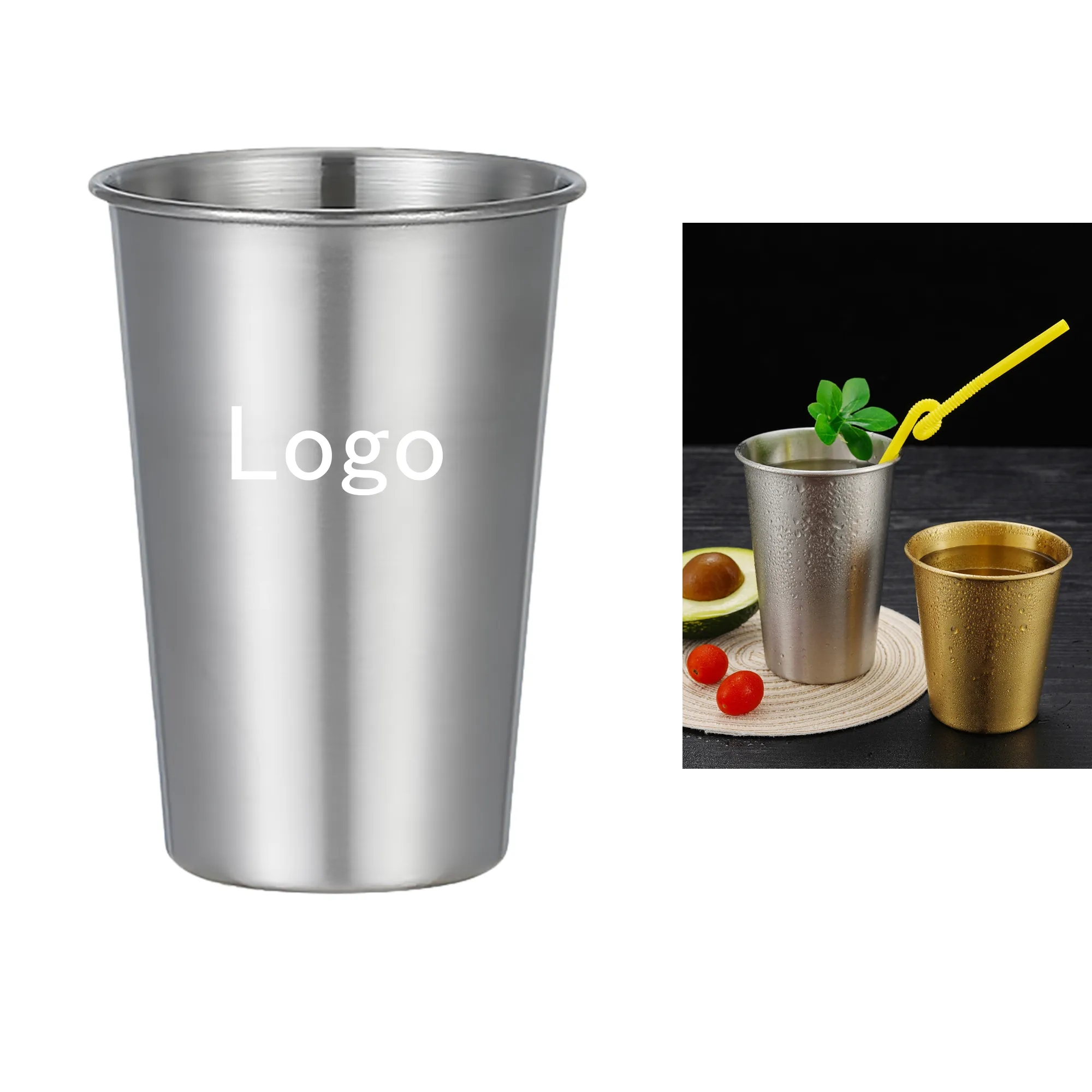 16 OZ Single Wall Stainless Steel Pint Cup 1
