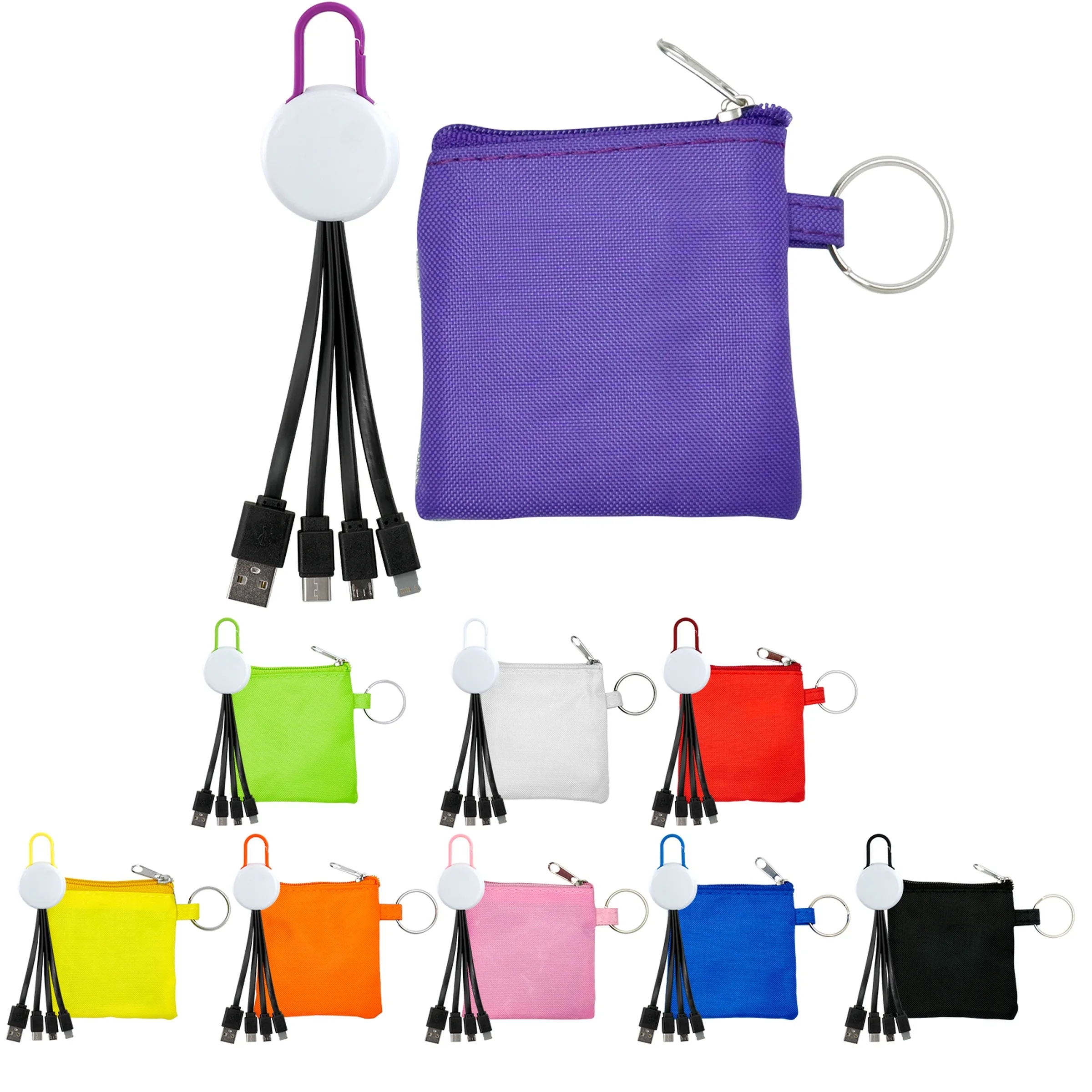 White Colorful Clip Cable Pouch Set 8